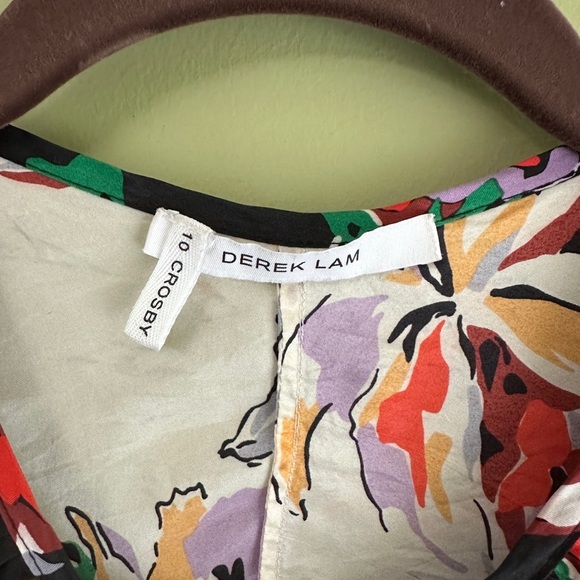 Derek Lam 10 Crosby Floral Silk Shirt Dress Size 4 Mini Long Sleeve‎ Button READ - Picture 3 of 13